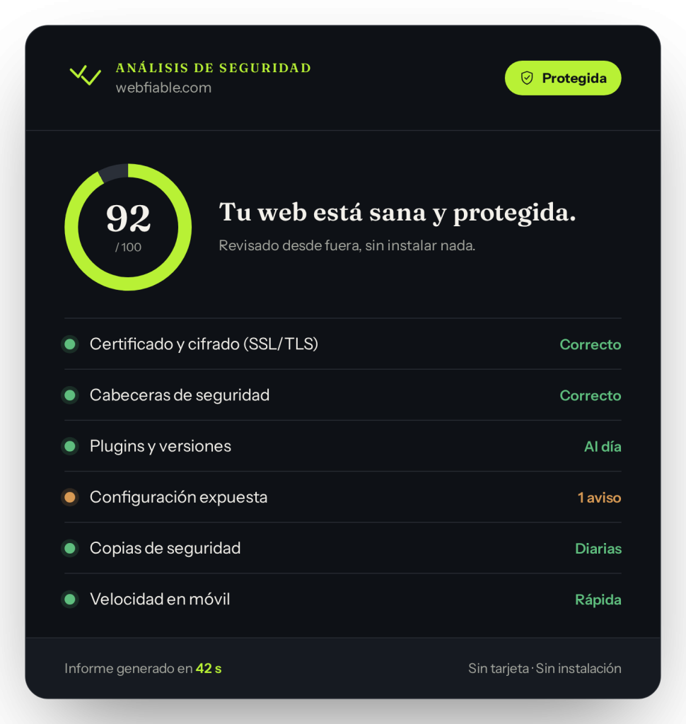 Informe del Análisis de Seguridad de Webfiable.